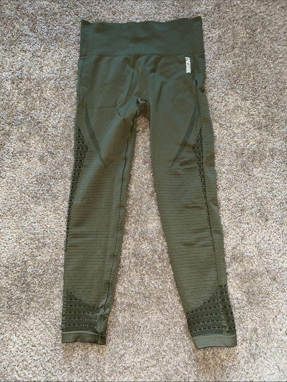 Gymshark Women’s Olive Green Seamless Leggings with Textured Panels